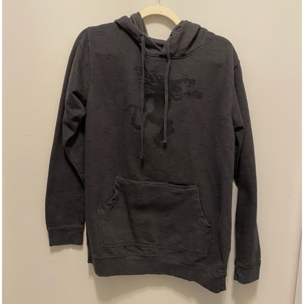 Burnside hoodie mens or unisex size medium, gray with a black front logo.